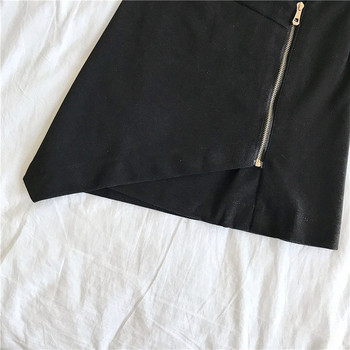 Fusta de dama moderna in doua culori cu fermoar si talie inalta