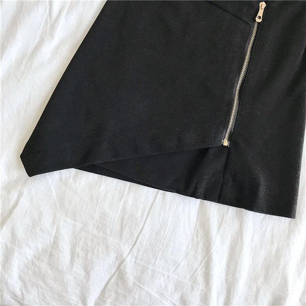 Fusta de dama moderna in doua culori cu fermoar si talie inalta