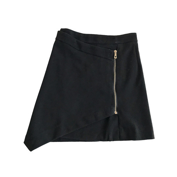 Fusta de dama moderna in doua culori cu fermoar si talie inalta