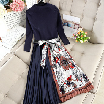 Modern női rakott ruha, hosszú ujjú, rátéttel