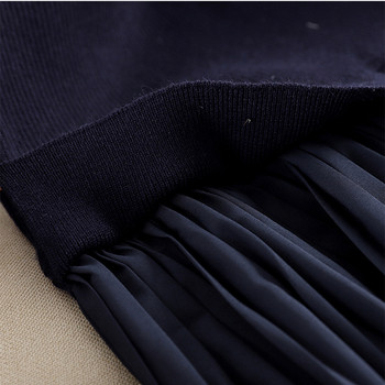 Modern női rakott ruha, hosszú ujjú, rátéttel