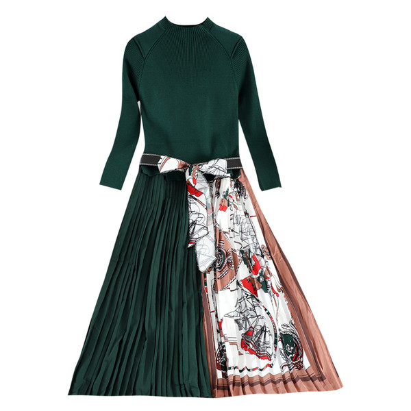 Modern női rakott ruha, hosszú ujjú, rátéttel