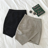 Fusta de dama actuala in gri si negru cu talie elastica