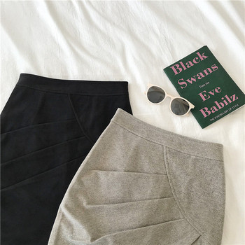 Fusta de dama actuala in gri si negru cu talie elastica