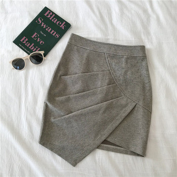 Fusta de dama actuala in gri si negru cu talie elastica