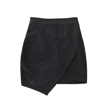 Fusta de dama actuala in gri si negru cu talie elastica