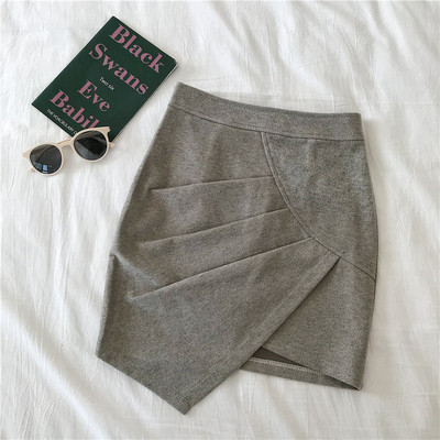 Fusta de dama actuala in gri si negru cu talie elastica