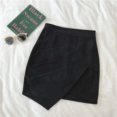 Fusta de dama actuala in gri si negru cu talie elastica