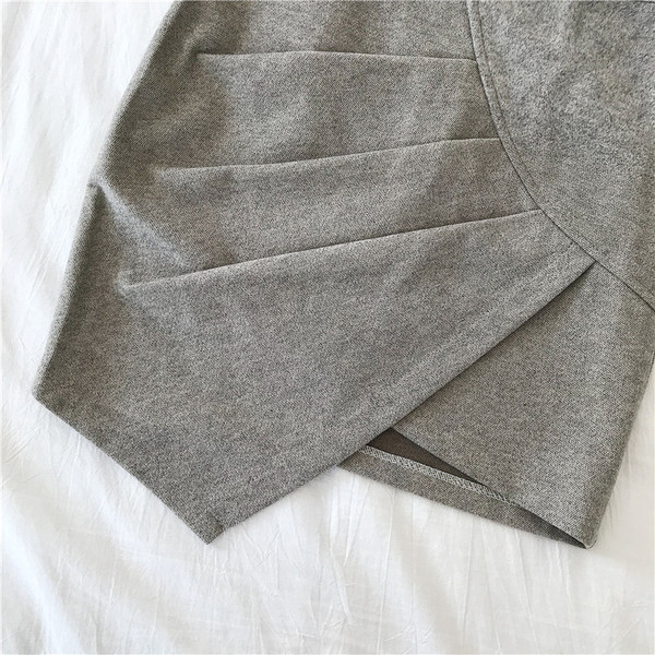 Fusta de dama actuala in gri si negru cu talie elastica