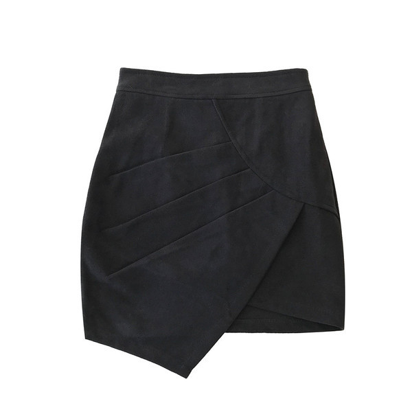 Fusta de dama actuala in gri si negru cu talie elastica