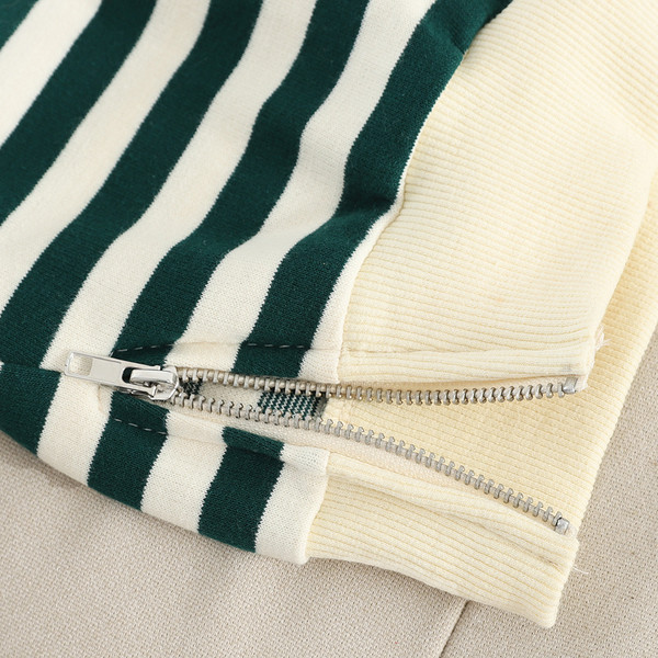 Modern női csíkos pulóver három színben, cipzárral