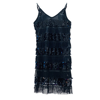 Κομψό γυναικείο φόρεμα με λεπτούς ιμάντες ώμου και λαιμόκοψη διπλού ντεκολτέ