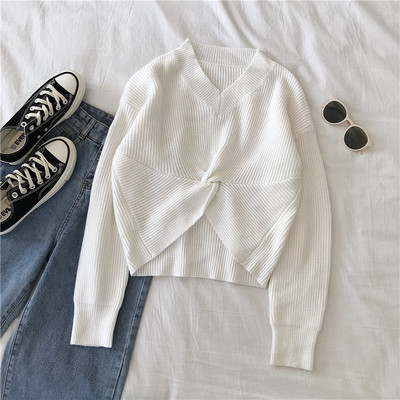 Modern női pulóver V-nyakkal, három színben