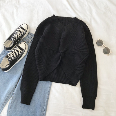 Modern női pulóver V-nyakkal, három színben