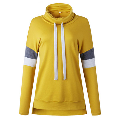 Új modell női pulóver pólógallérral és nyakkendővel szürke és sárga színben