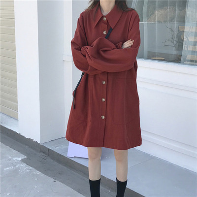 Palton subtire de dama in doua culori model lung cu nasturi