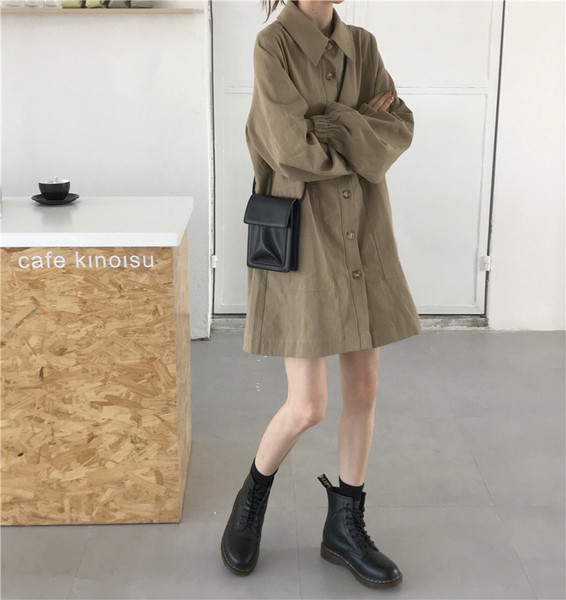 Palton subtire de dama in doua culori model lung cu nasturi