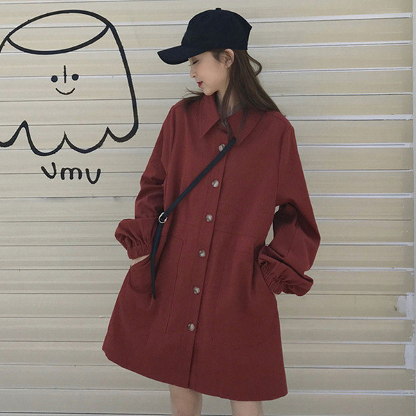 Palton subtire de dama in doua culori model lung cu nasturi