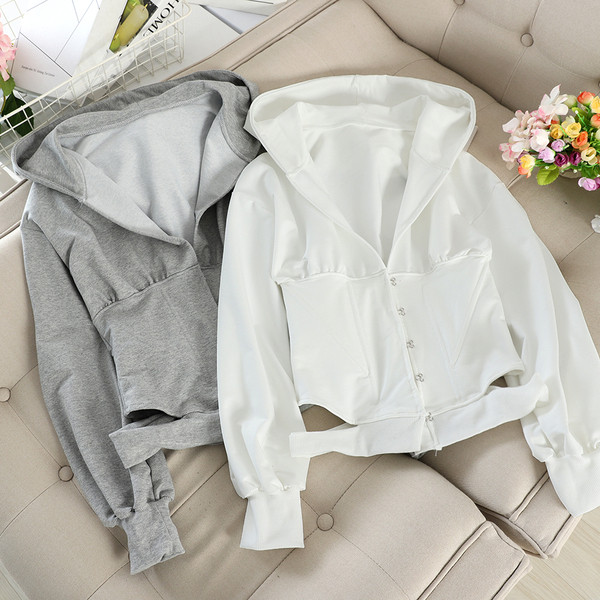 Hanorac de dama modern in trei culori cu gluga