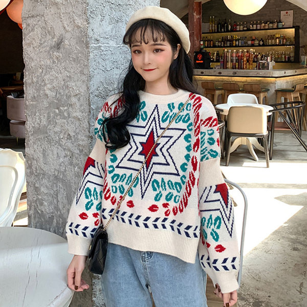 Pulover de dama de actualitate in doua culori cu decolteu oval