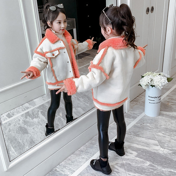 Új modell, gombos gyerek téli kabát lányoknak