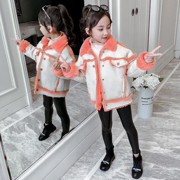 Új modell, gombos gyerek téli kabát lányoknak