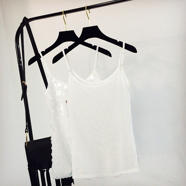 Maieu elegant de damă cu paiete și bretele subțiri în două culori