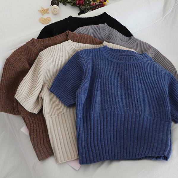 Kötött női póló rövid ujjal több színben