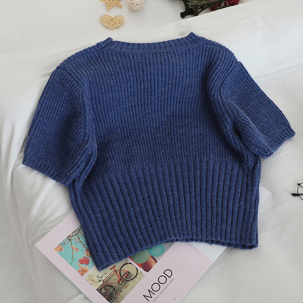 Kötött női póló rövid ujjal több színben