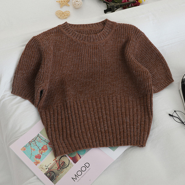 Kötött női póló rövid ujjal több színben