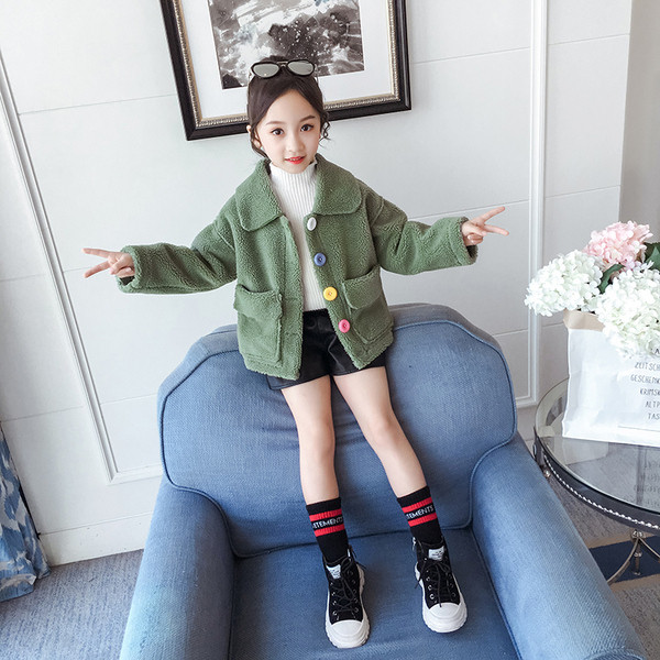 Geaca pentru copii model nou cu buzunare si nasturi colorati in mai multe culori