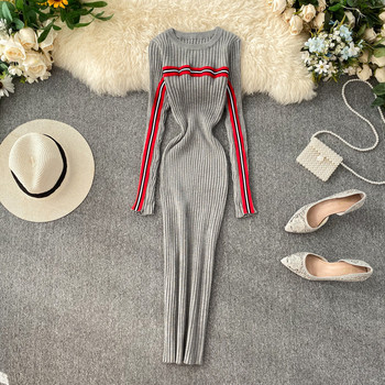 Női kordbársony ruha kerek nyakkivágással, több színben