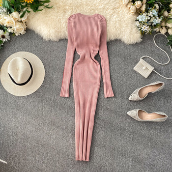 Női kordbársony ruha kerek nyakkivágással, több színben