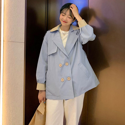 Дамско тънко палто в два цвята с копчета широк модел
