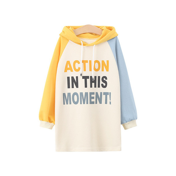 Új modell gyerek alkalmi ruha rátéttel és kapucnival - két színben