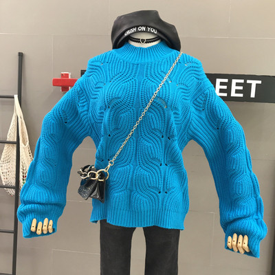 Alkalmi női pulóver ovális nyakkivágással, különböző színekben