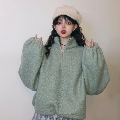 Női blúz magas gallérral és cipzárral két színben