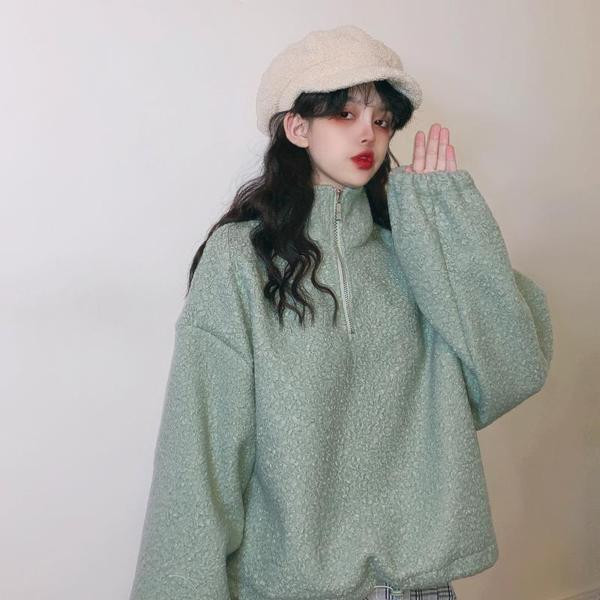 Női blúz magas gallérral és cipzárral két színben