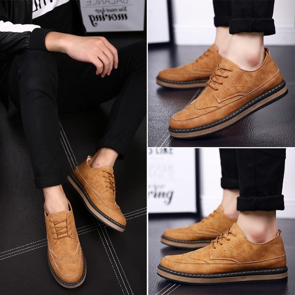 Szürke, fekete és sárga fűzős férfi velúrcipő