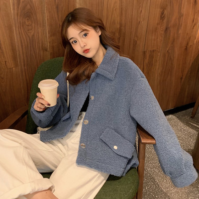 Női modern puha kabát széles modell zsebekkel