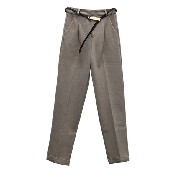 Стилен дамски панталон прав модел с висока талия в различни цветове