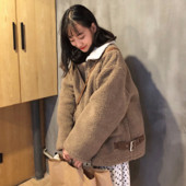 Γυναικείο μαλακό παλτό σε δύο χρώματα με φερμουάρ