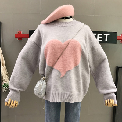 Modern női pulóver szívvel több színben