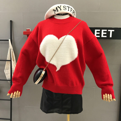 Modern női pulóver szívvel több színben