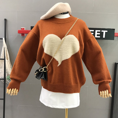 Modern női pulóver szívvel több színben