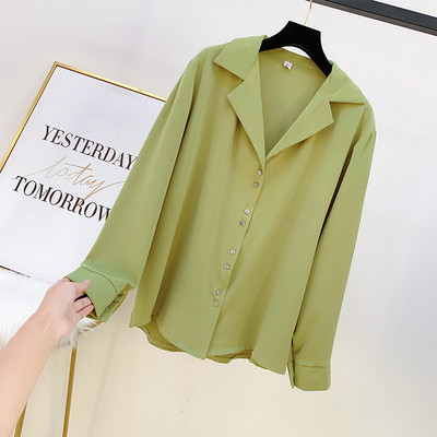 Дамска риза  с копчета и яка в няколко цвята