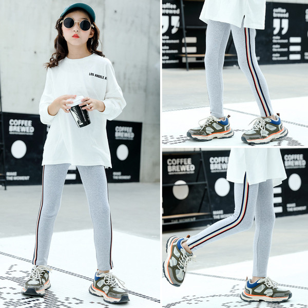 Új modell gyerek leggings szürke és fekete szegéllyel lányoknak