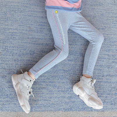 Modern gyerek leggings lányoknak fekete, szürke és fehér rátéttel