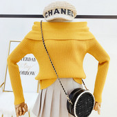 Csupasz vállú, hosszú ujjú női pulóver több színben