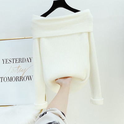 Csupasz vállú, hosszú ujjú női pulóver több színben